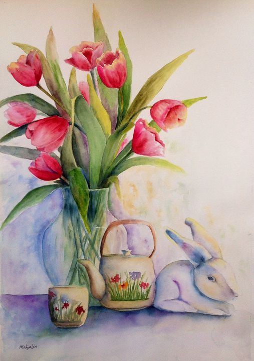 507x720 Tulips Easter - Easter Watercolor Paintings