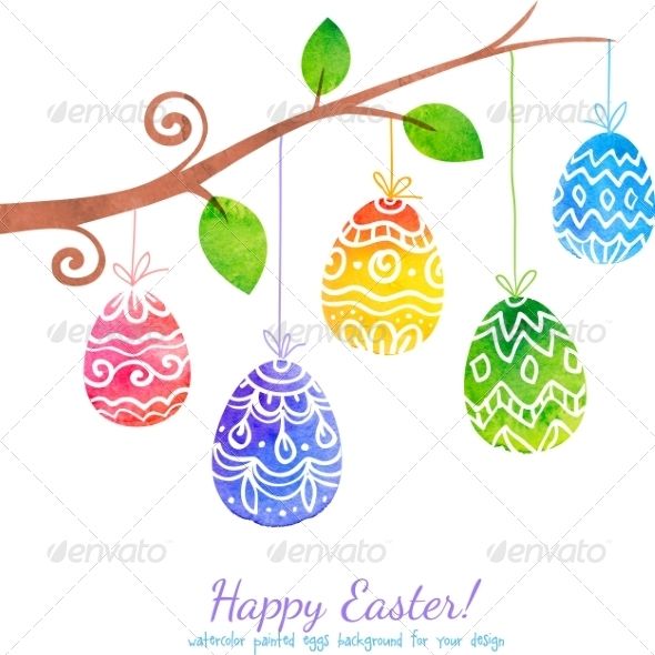 590x590 Watercolor Painted Brunch With Easter Eggs Brunch, Easter And - Easter Watercolor Paintings