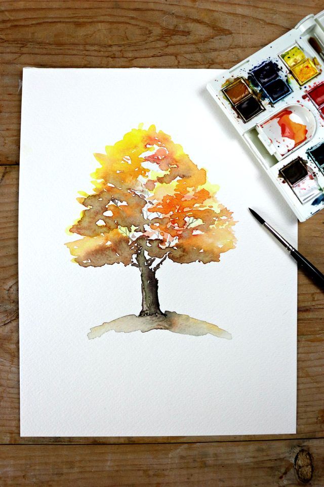 640x960 Easy Autumn Tree Watercolor Painting Watercolour Techniques - Easy Beautiful Watercolor Paintings