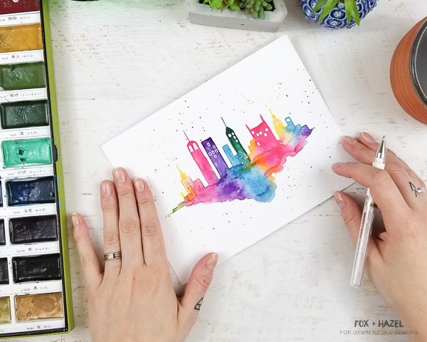 600x480 Easy Watercolor Cityscape Step By Step Tutorial Dawn Nicole - Easy Watercolor
