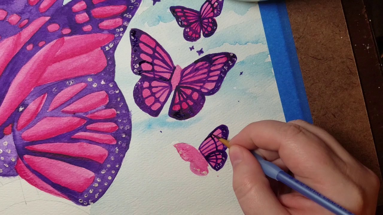 1280x720 How To Paint An Easy Watercolor Butterfly - Easy Watercolor Paintings Of Butterflies