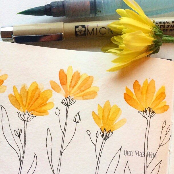 612x612 Pin By Anjali Vallath On Watercolor Florals - Easy Watercolor Paintings Of Flowers