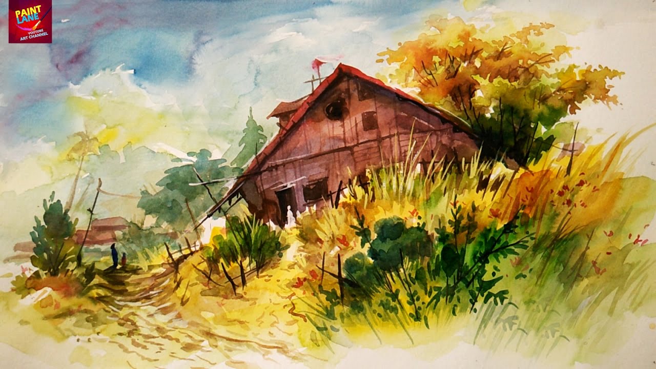1280x720 How To Paint A Simple Landscape With Easy Strokes Of Watercolor - Easy Watercolor Paintings Of Landscapes