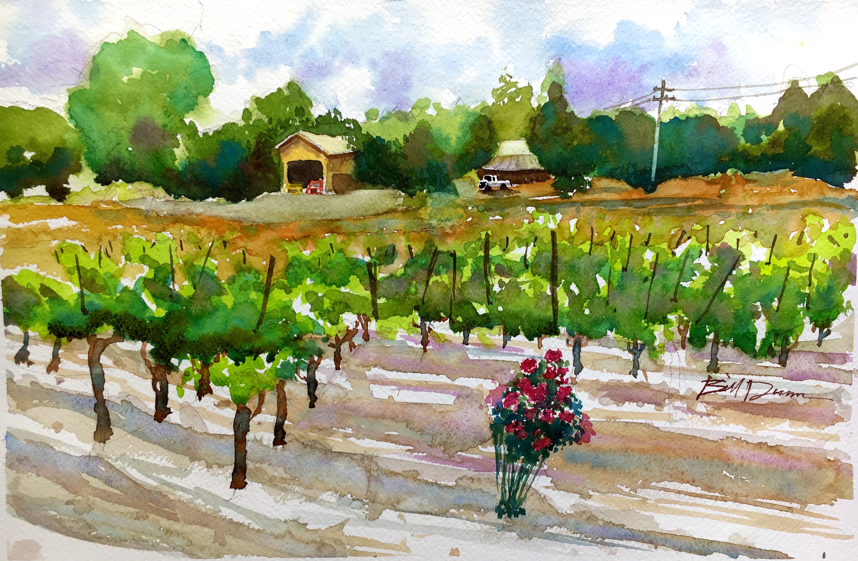 3000x1961 Easy Watercolor Landscape Painting A Vineyard In Napa Valley - Easy Watercolor Paintings Of Landscapes