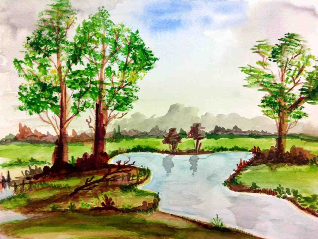 1264x948 Draw One And Two Point Perspective In Landscapes Jpg Jpg Easy - Easy Watercolor Paintings Of Spring Landscapes