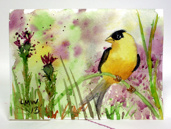 600x454 Easy Watercolor Tutorial Goldfinch The Frugal Crafter Blog - Easy Watercolor Pictures