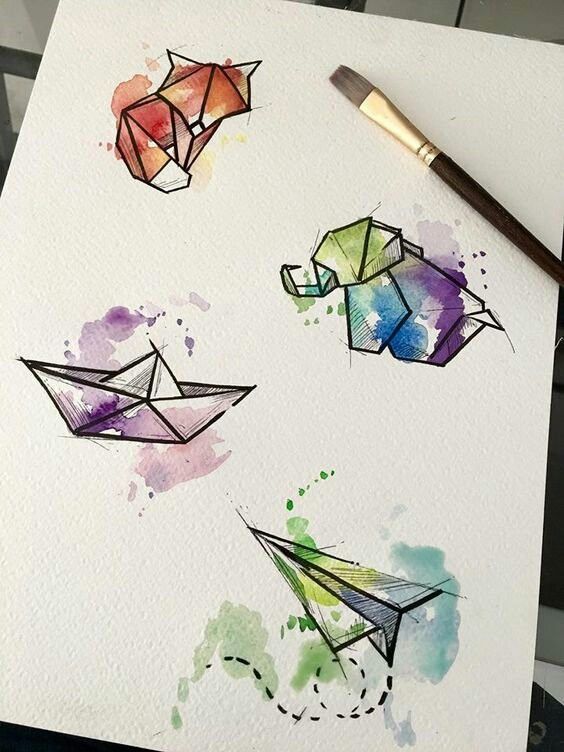 564x752 Geometric Watercolor Designs Easy Watercolors Bright Colors - Easy Watercolor Pictures