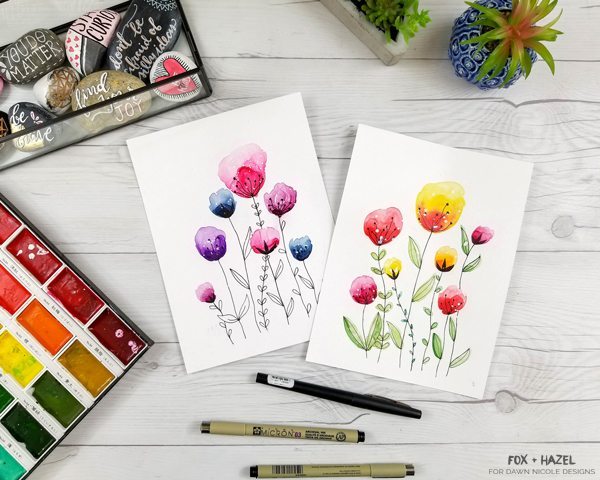 600x480 Easy Watercolor Flowers Step By Step Tutorial Dawn Nicole - Easy Watercolor Pictures To Paint