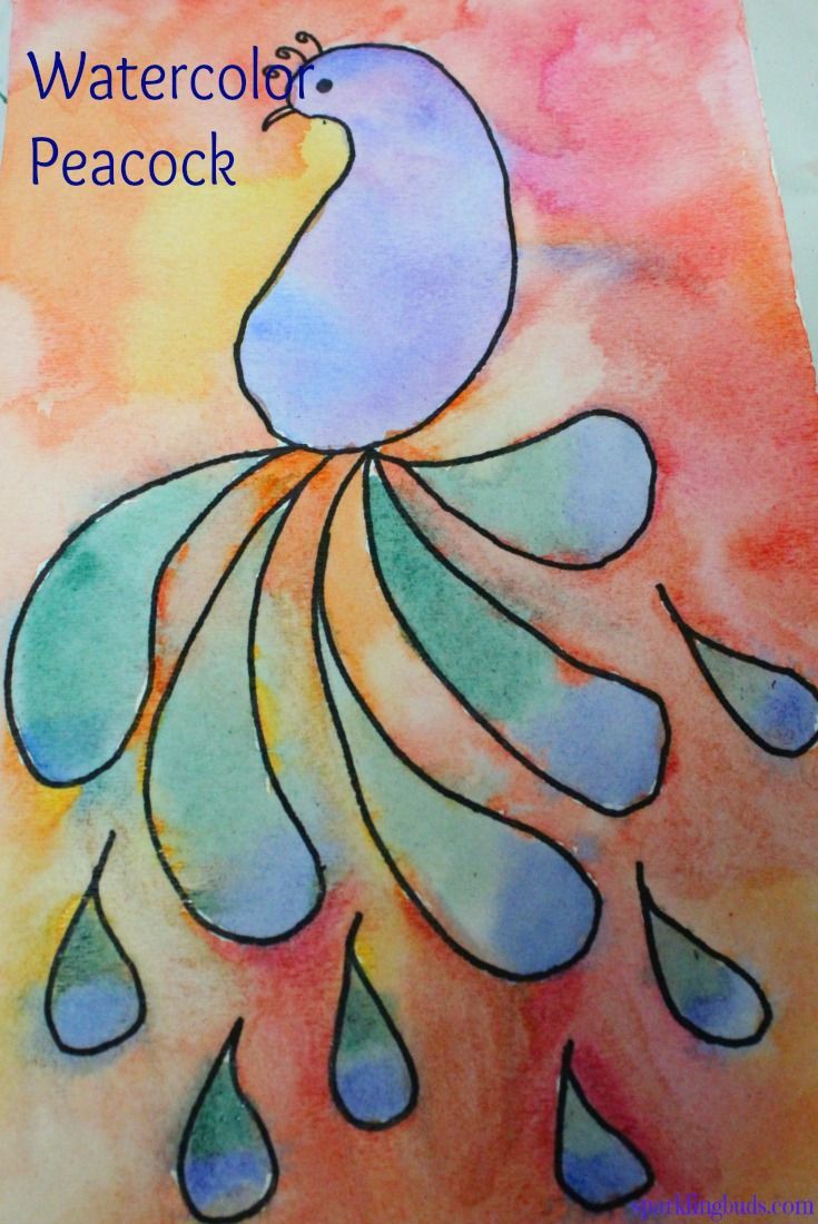 735x1100 Easy Watercolor Peacock Painting Idea For Kids And Beginners - Easy Watercolor Pictures To Paint