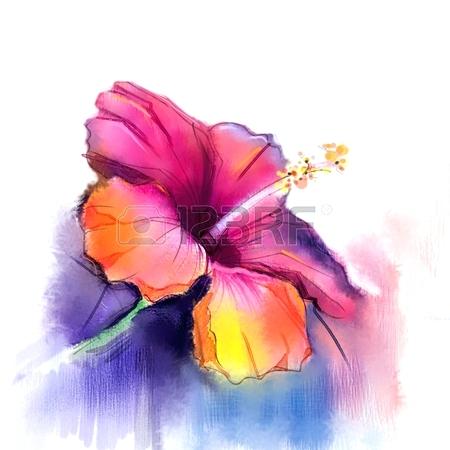 450x450 Water Colors Painting Abstract Watercolor Painting Red Hibiscus - Easy Watercolor Pictures To Paint