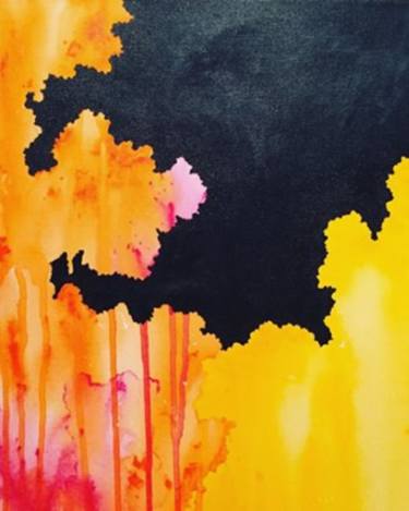 375x469 Saatchi Art Sun Eclipse Painting By Anita Kutsarova - Eclipse Watercolor