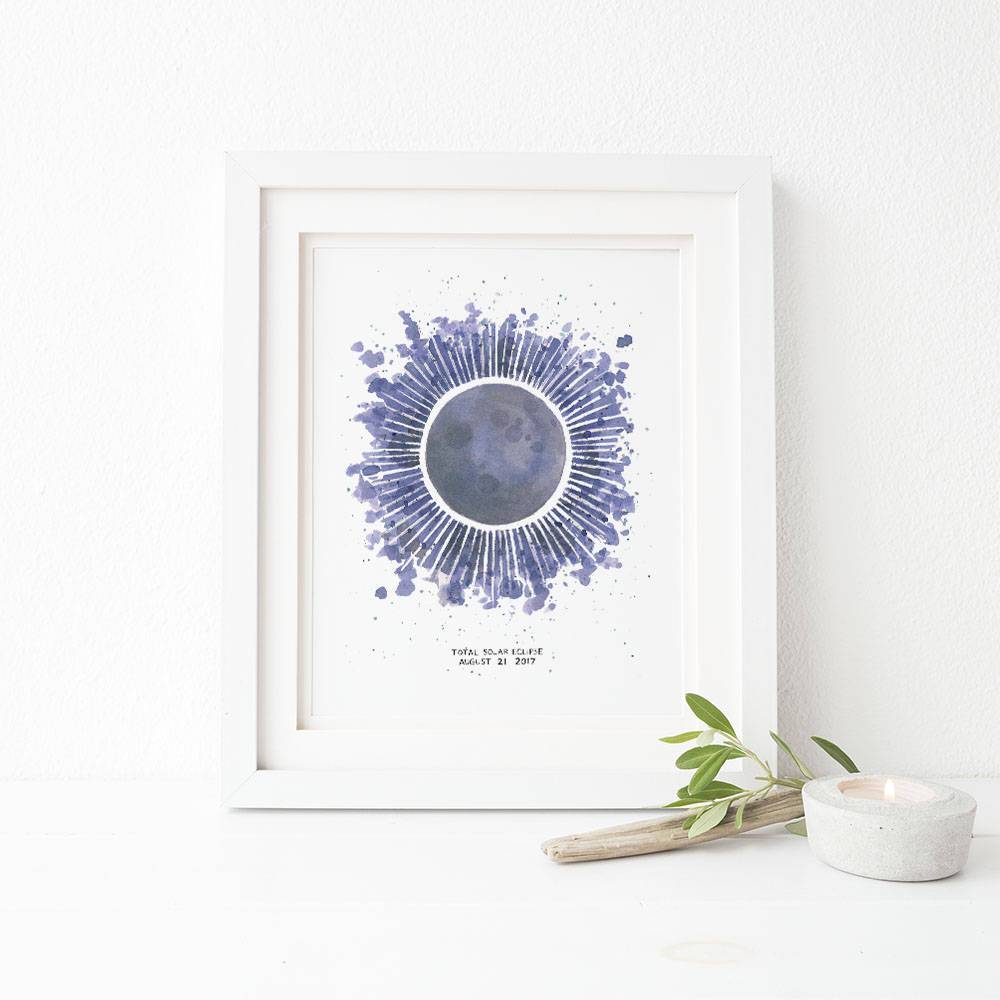 1000x1000 Solar Eclipse Watercolor Art Print Yardia - Eclipse Watercolor