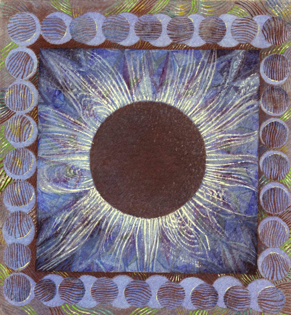 1000x1084 Solar Eclipse Watercolor Painting And Color Variations - Eclipse Watercolor