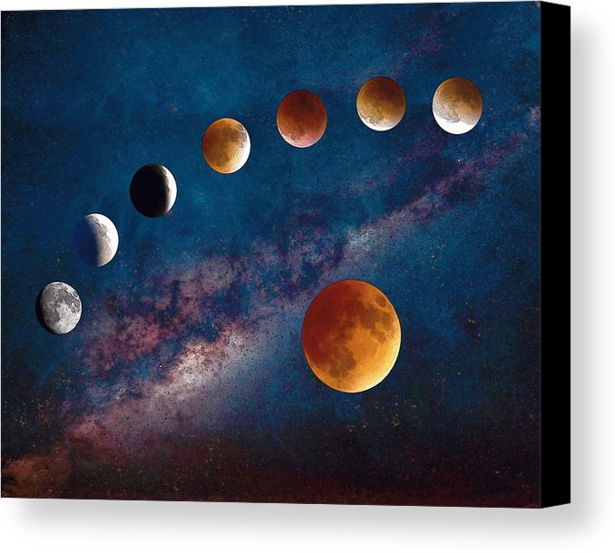 678x610 Super Blood Moon Eclipse Watercolor Canvas Print Canvas Art By - Eclipse Watercolor
