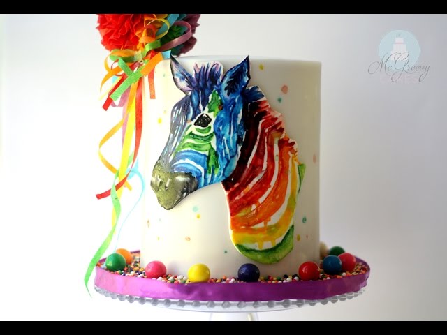 640x480 Painting In Edible Watercolor A Zebra Cake - Edible Watercolor Paint