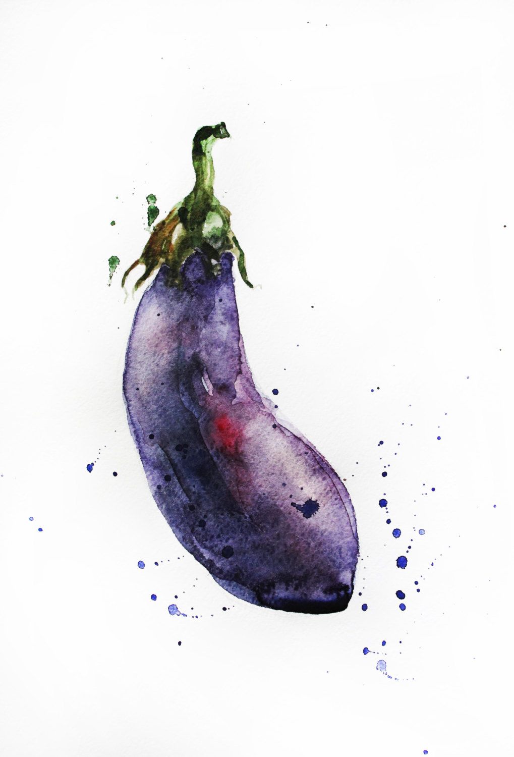 1019x1500 Original Watercolor Painting, Eggplant Art, Vegetables Watercolor - Eggplant Watercolor
