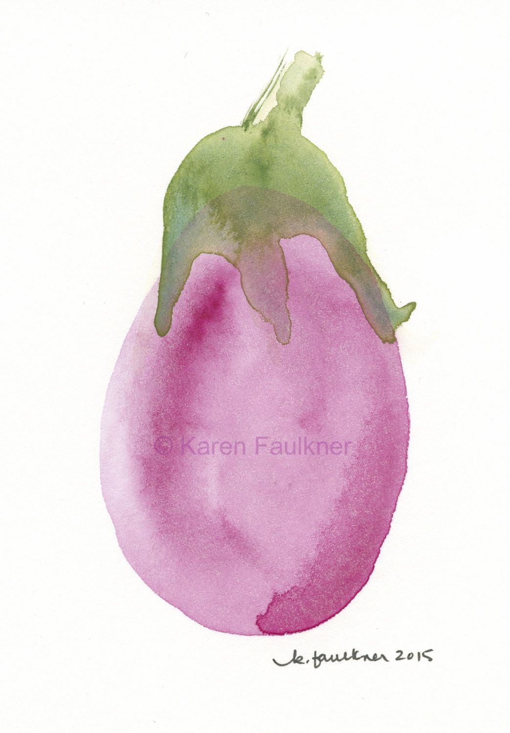 1043x1500 Original Watercolor Painting Of A Purple Eggplant Little - Eggplant Watercolor