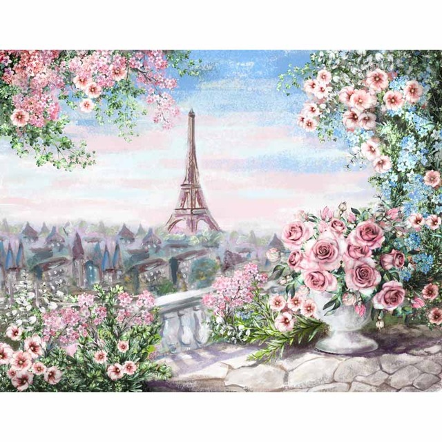 640x640 Buy Seamless Vinyl Photography Background Oil - Eiffel Tower Watercolor