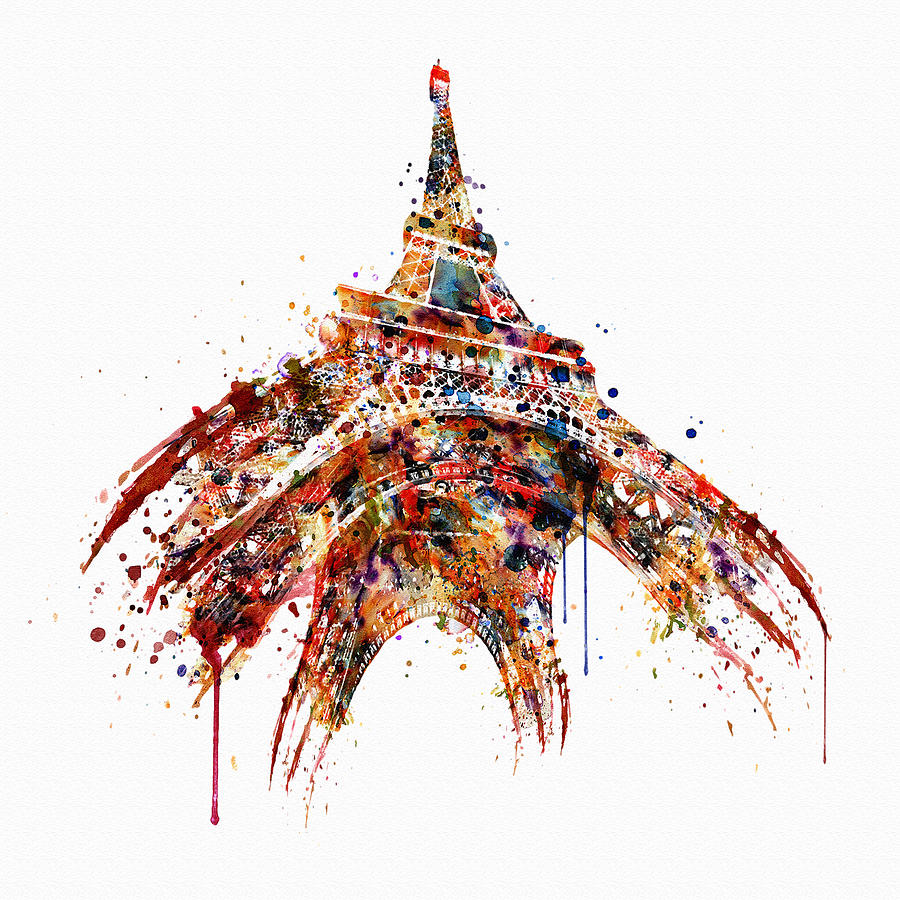 900x900 Eiffel Tower Watercolor Painting By Marian Voicu - Eiffel Tower Watercolor