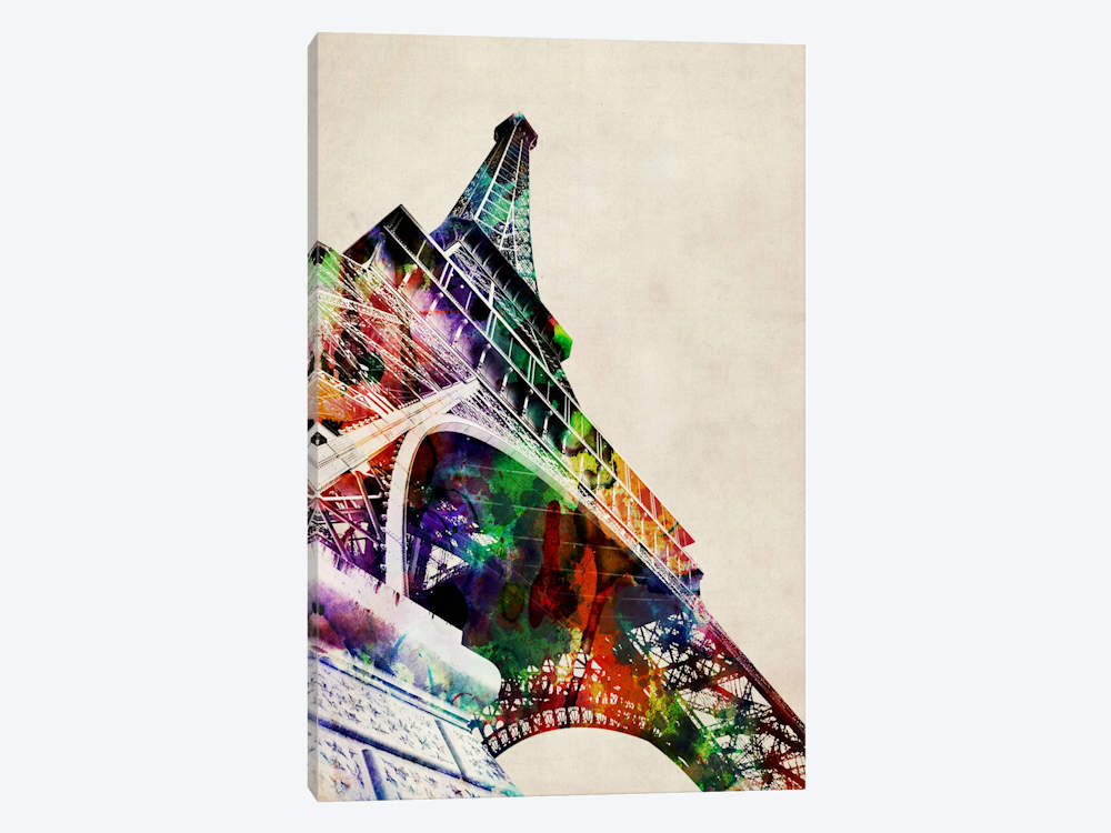 1000x750 Eiffel Tower Watercolor Canvas Print By Michael Tompsett Icanvas - Eiffel Tower Watercolor