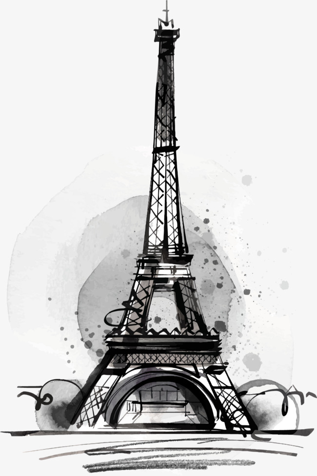 650x975 Black Drawing Eiffel Tower, Decoration, Vector, Watercolor Png And - Eiffel Tower Watercolor