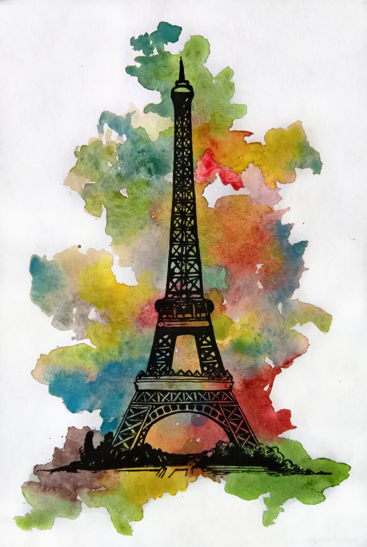 732x1092 Watercolor Eiffel Tower By Jointshadow - Eiffel Tower Watercolor