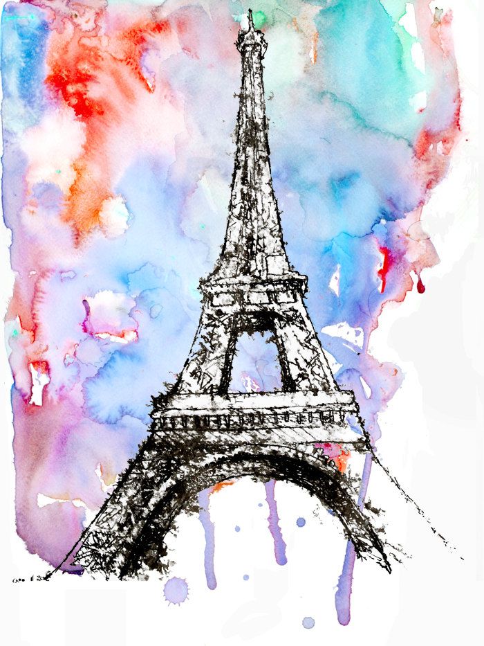 700x933 Watercolor Print, Fine Art Poster Watercolor Painting, Paris - Eiffel Tower Watercolor