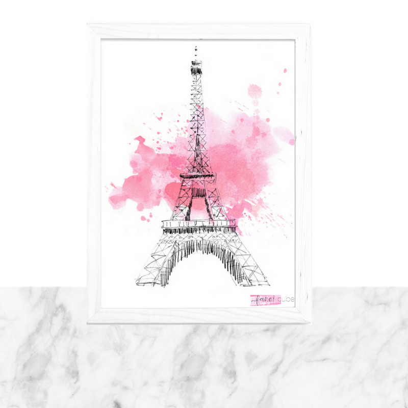 800x800 Eiffel Tower Watercolor Print Fanci Cube - Eiffel Tower Watercolor