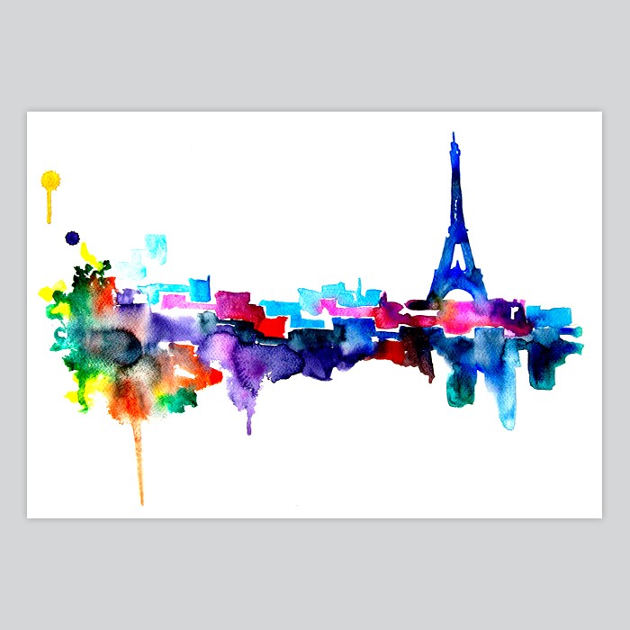 700x700 Eiffel Tower Watercolor Art Print - Eiffel Tower Watercolor