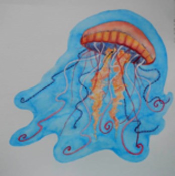 348x350 Elementary Art Lesson Plan. Painting With Line. Jellyfish With - Elementary Watercolor