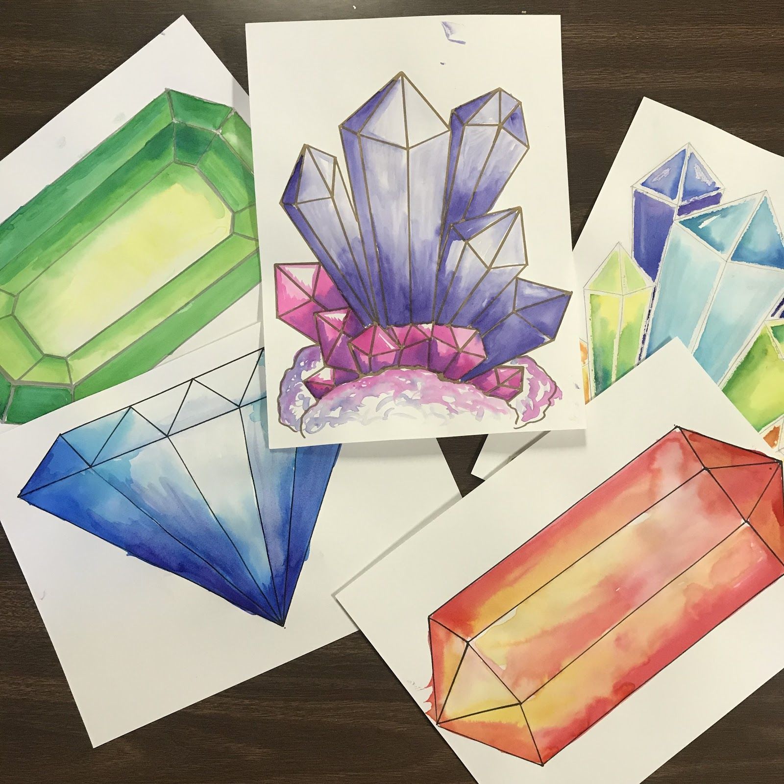 1600x1600 Art Rocks! 4th Grade Gems Amp Crystals Watercolor Education - Elementary Watercolor