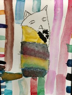 236x310 Cool Cat Watercolor Resist And Salt Painting, Homage To Laurel - Elementary Watercolor
