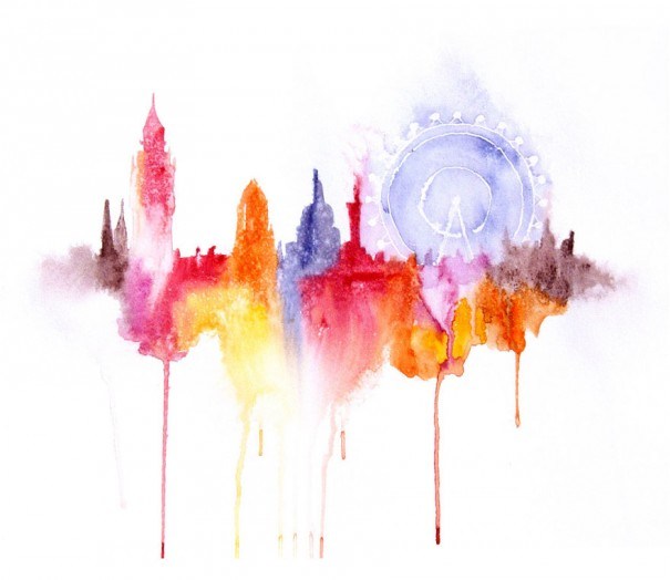 605x524 Abstract Watercolor Cityscapes By Elena Romanova 123 Inspiration - Elena Romanova Watercolor
