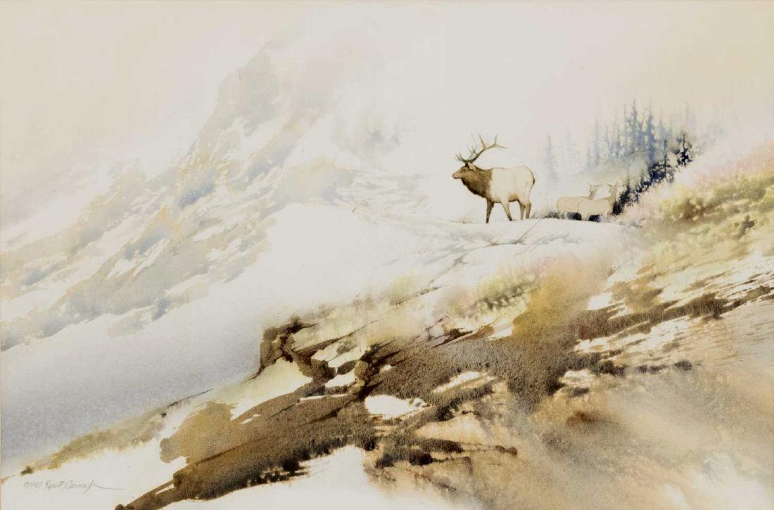 1100x725 Joe H. Carnes Watercolor, The Elk - Elk Watercolor