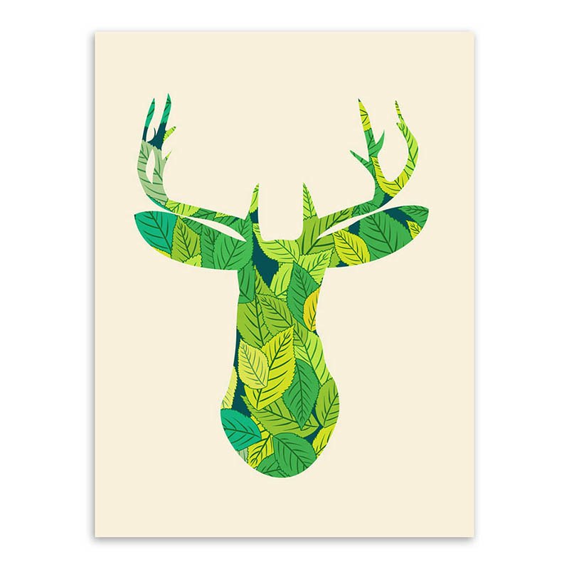 800x800 New Nordic Watercolor Elk Composed Of Leaves Customization Modern - Elk Watercolor