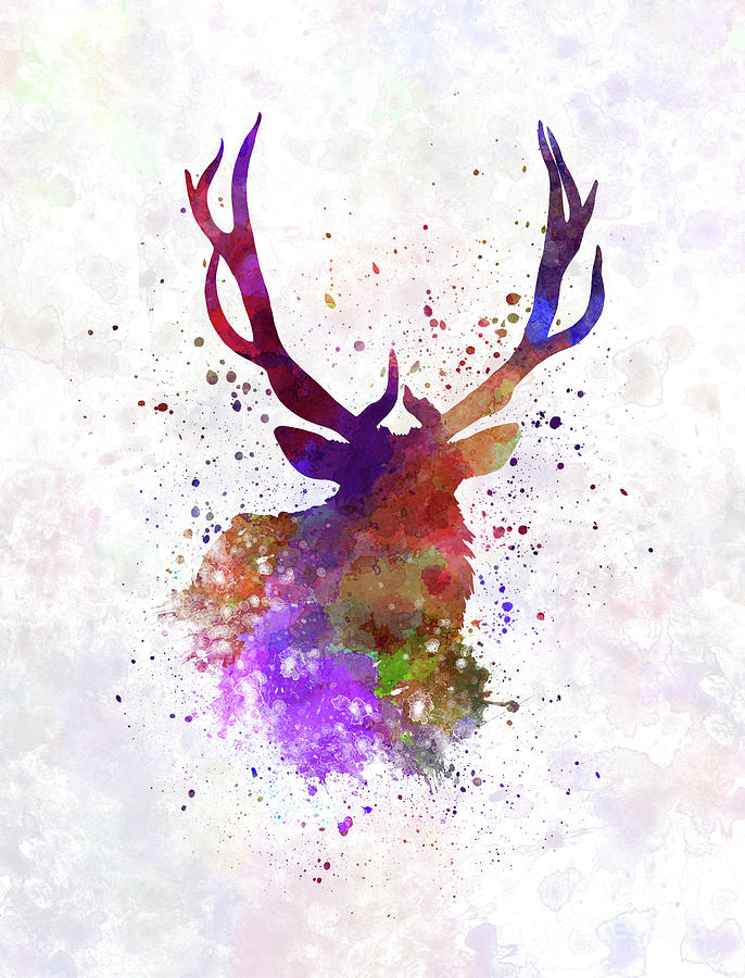 686x900 Elk 03 In Watercolor Painting By Pablo Romero - Elk Watercolor Paintings