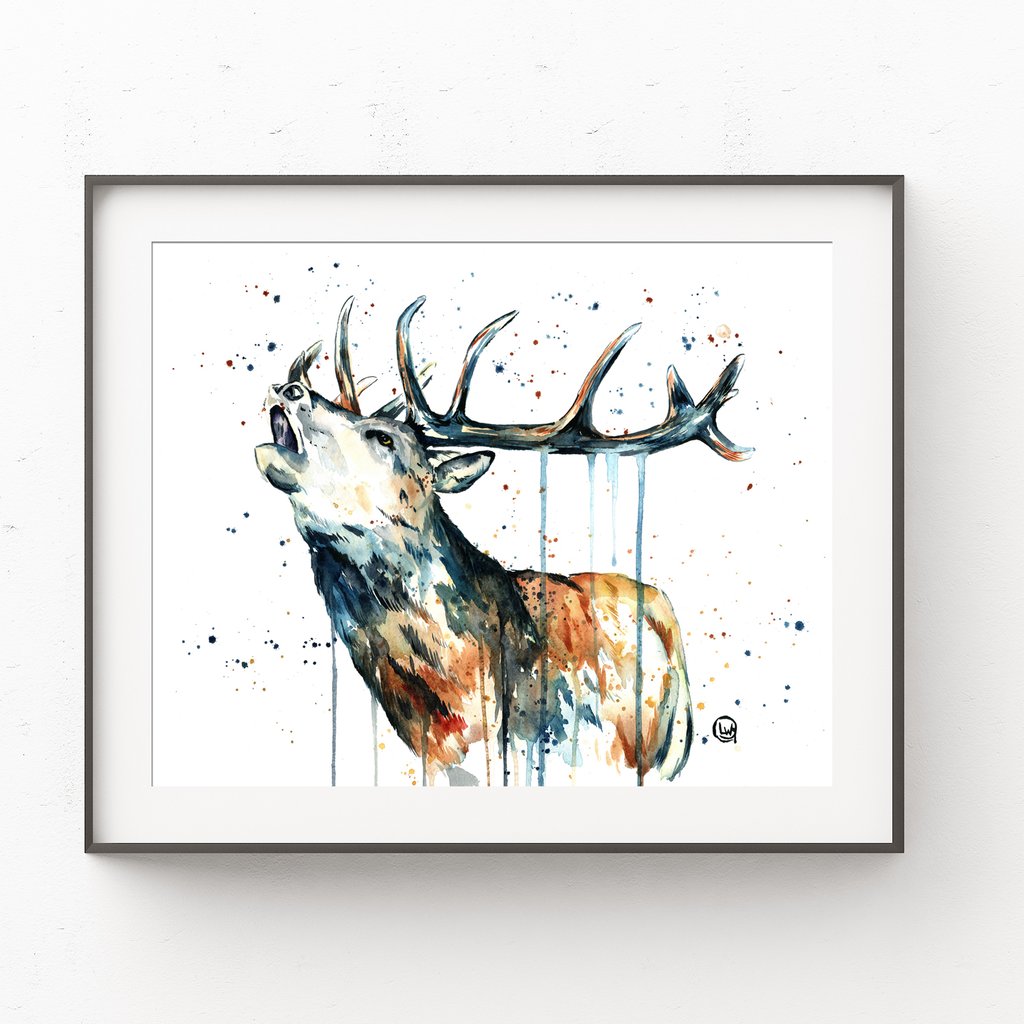 1024x1024 Elk Colorful Watercolor Painting - Elk Watercolor Paintings