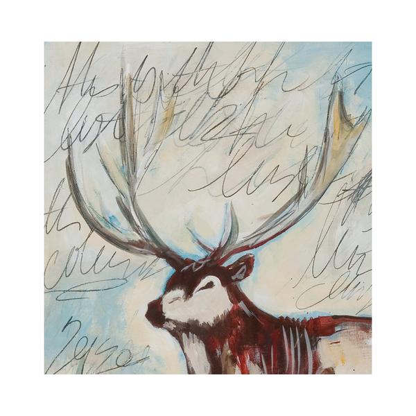 600x600 Elk Mountain Large Watercolor Style Painting Dolan Geiman - Elk Watercolor Paintings