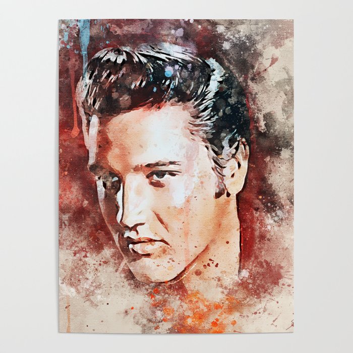 700x700 Elvis Portrait Painting In Watercolor Poster By Steelartstudios - Elvis Watercolor