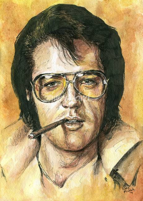 462x650 Stunning Elvis Watercolor Painting Reproductions For Sale On - Elvis Watercolor