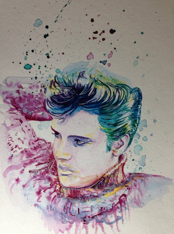 570x765 Elvis Watercolor Original 11x15 Etsy - Elvis Watercolor