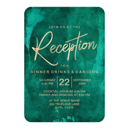 540x540 Emerald Green Watercolor Amp Gold Wedding Reception Invitation - Emerald Green Watercolor