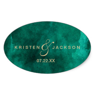 307x307 Emerald Green Wedding Stickers Amp Labels Zazzle - Emerald Green Watercolor
