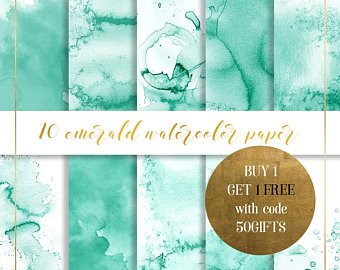 340x270 Green Watercolor Etsy - Emerald Green Watercolor