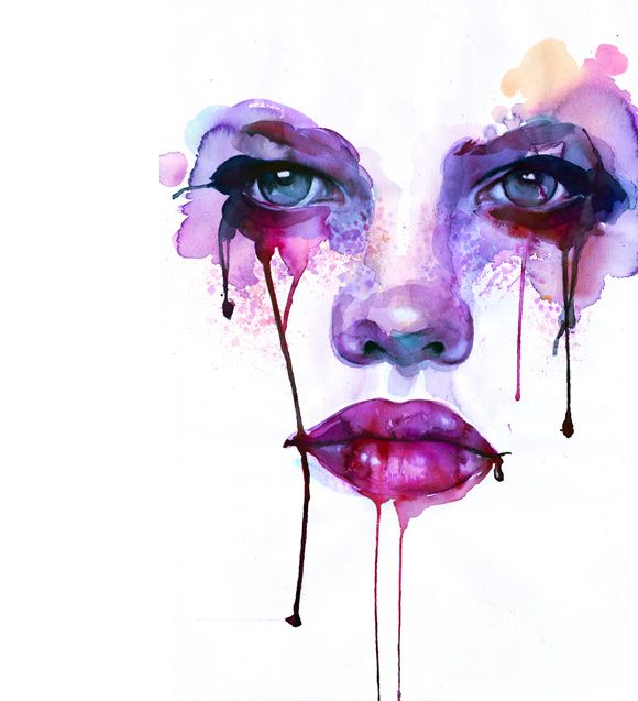 580x637 Emotional Watercolor Faces By Marion Bolognesi Art By Techniques - Emotional Watercolor