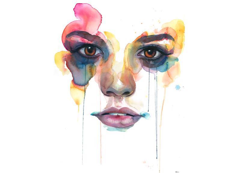 792x576 Portrait Painting Watercolor Face Woman Female Feminine Emotional - Emotional Watercolor