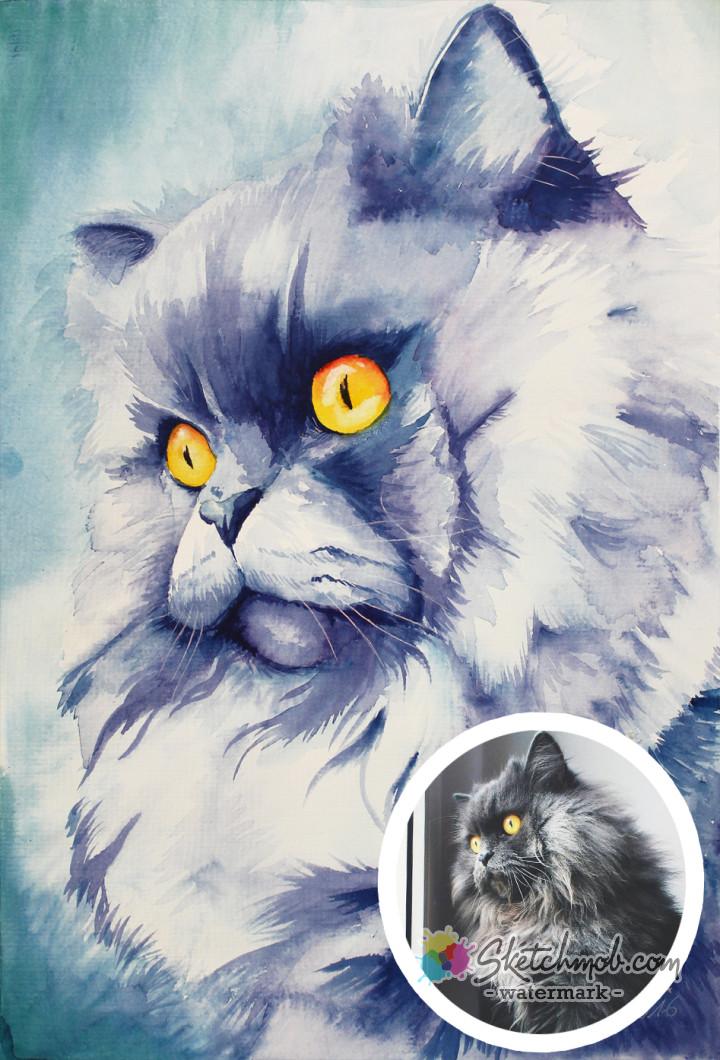 720x1060 Custom Colorful, Emotional Watercolor Pet Portrait Commission - Emotional Watercolor