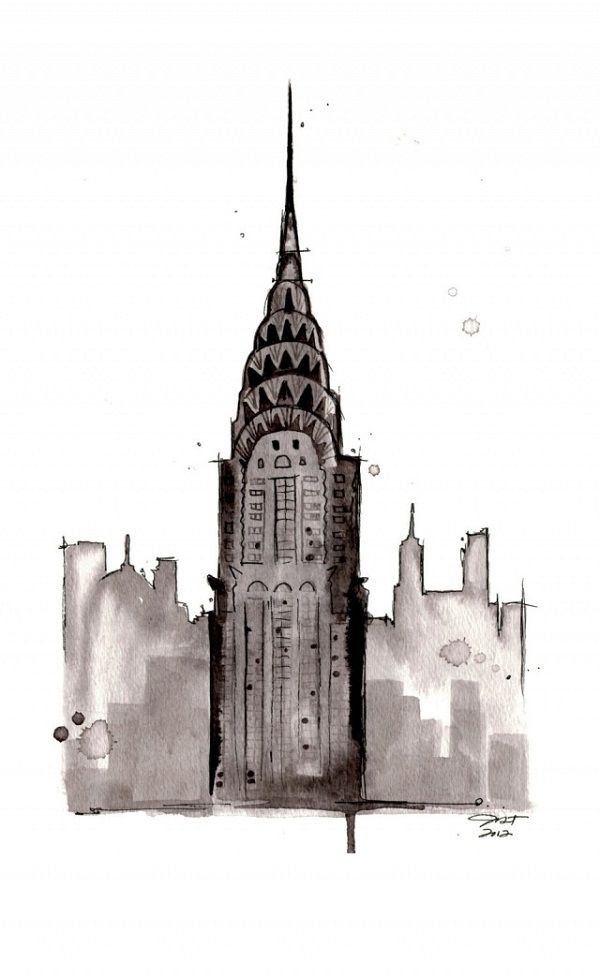 600x977 Watercolor Art Creates Dreamy Effect - Empire State Building Watercolor
