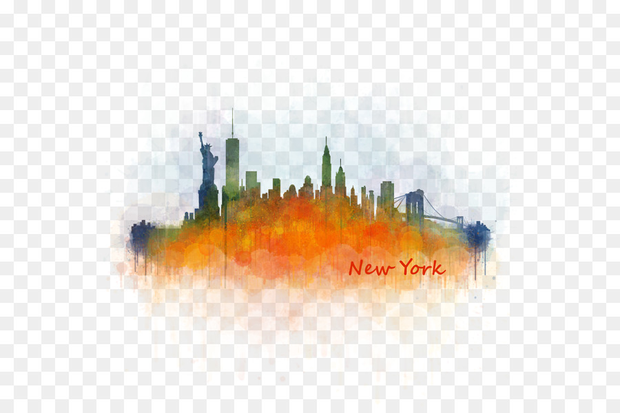 900x600 Watercolor Painting Skyline Empire State Building Rome - Empire State Building Watercolor