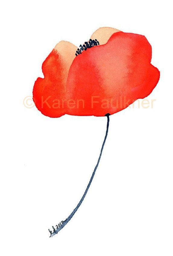 573x845 Watercolor Poppy Flower Art Print Orange Poppy - Etsy Watercolor Flowers